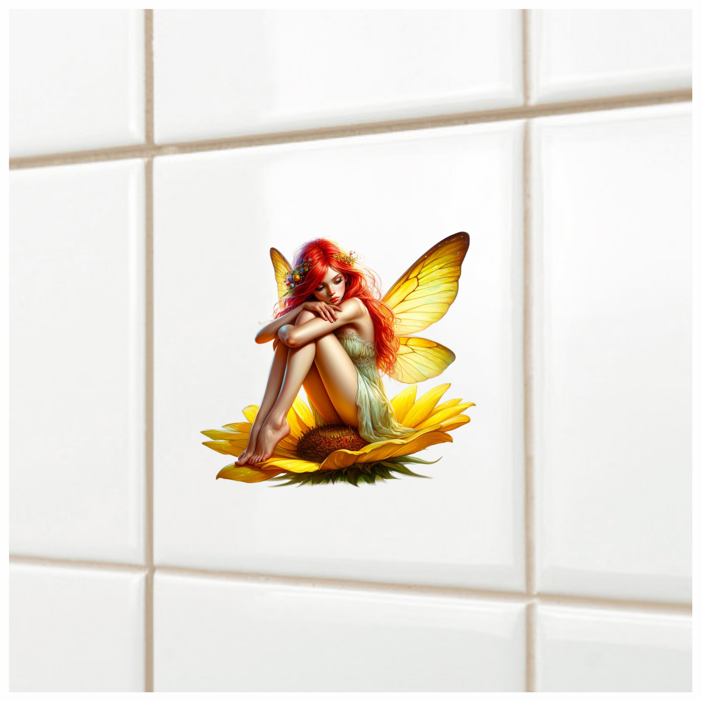 Fairy Red Yellow Wings Flower Vinyl Sticker Decal