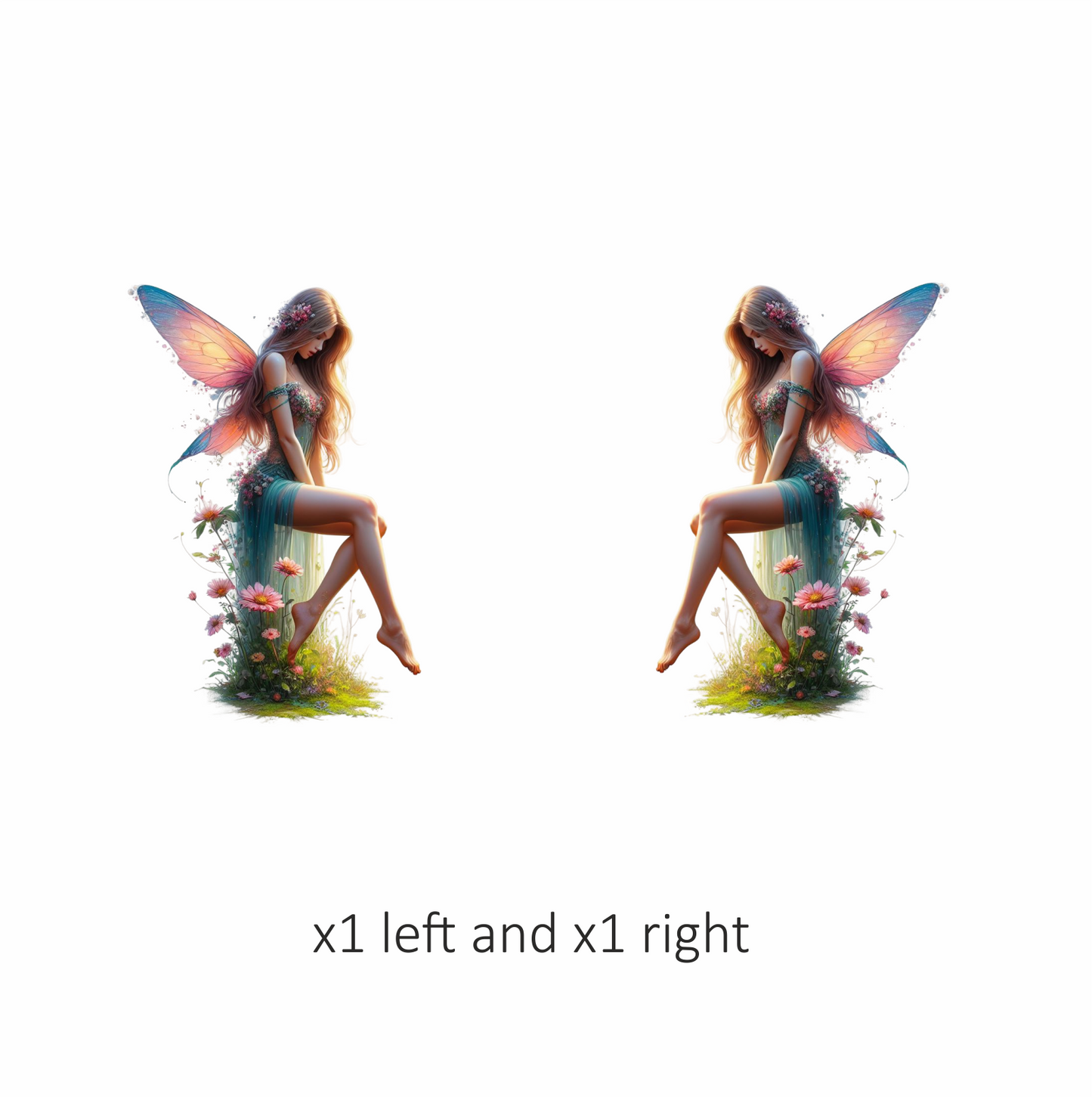 Fairy Pink Wings Green Dress Flowers Vinyl Sticker Decal