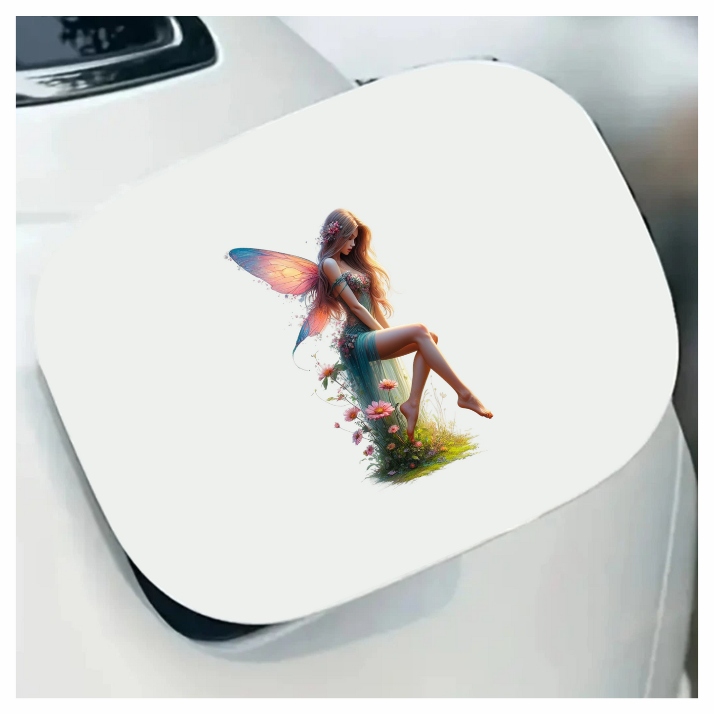 Fairy Pink Wings Green Dress Flowers Vinyl Sticker Decal