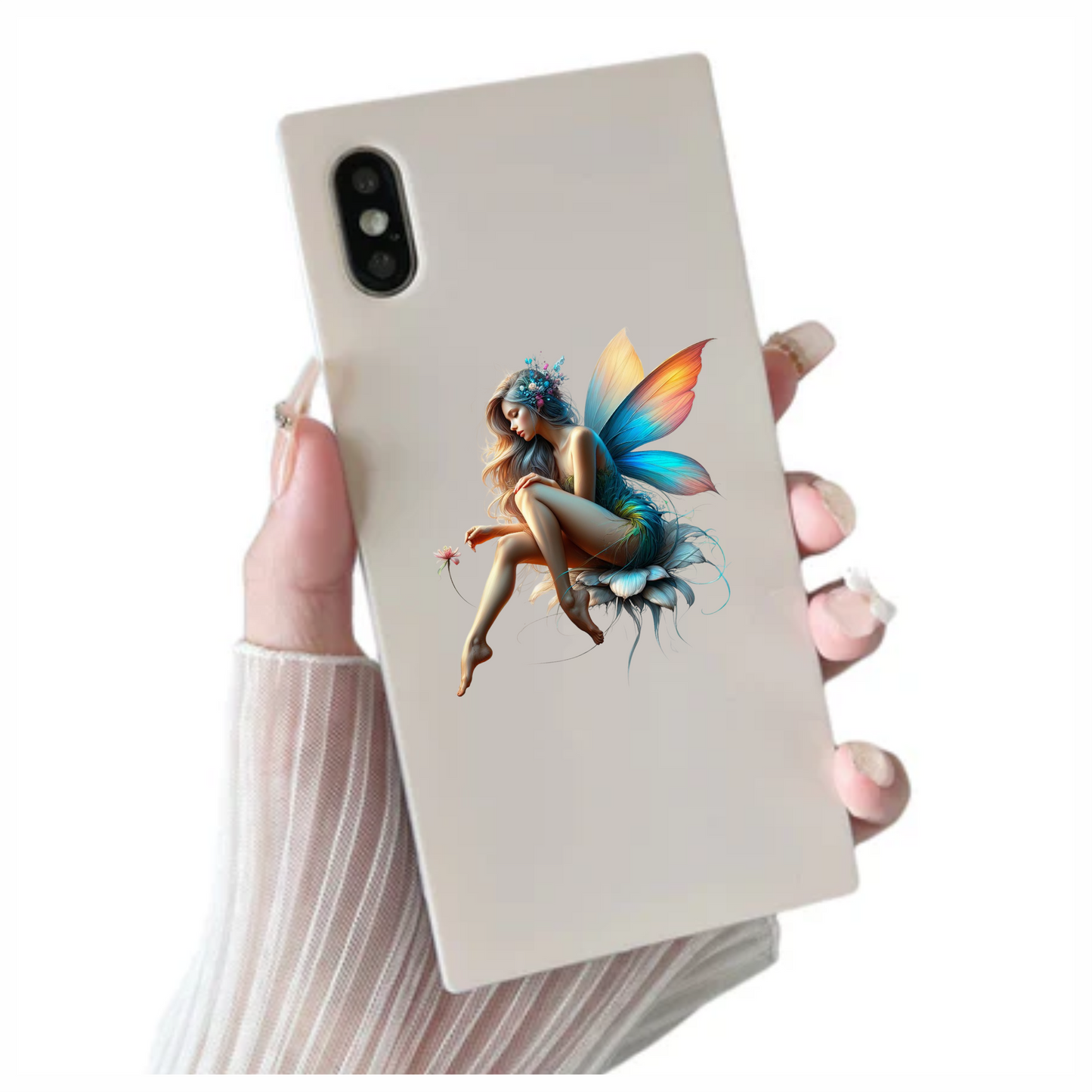 Fairy Woman Blue Wings Flower Vinyl Sticker Decal