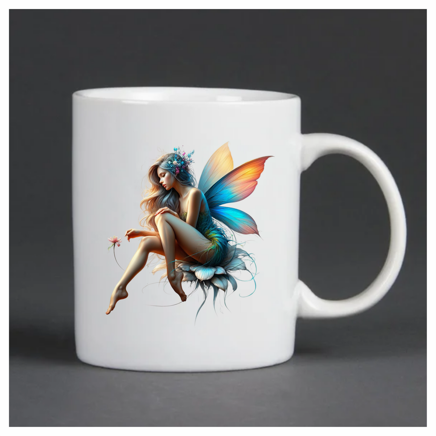 Fairy Woman Blue Wings Flower Vinyl Sticker Decal