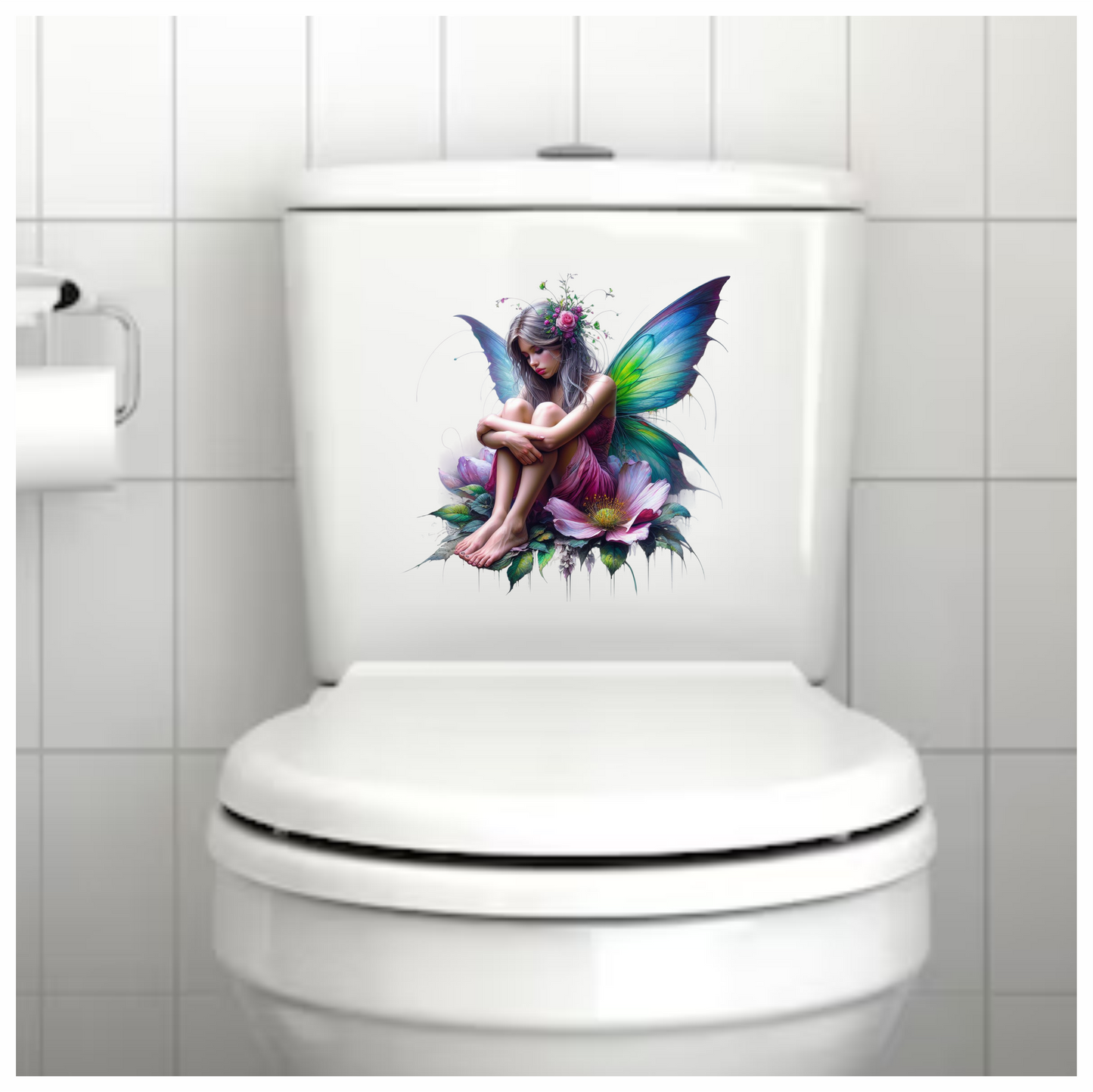 Fairy Girl Pink Wings Flowers Vinyl Sticker Decal