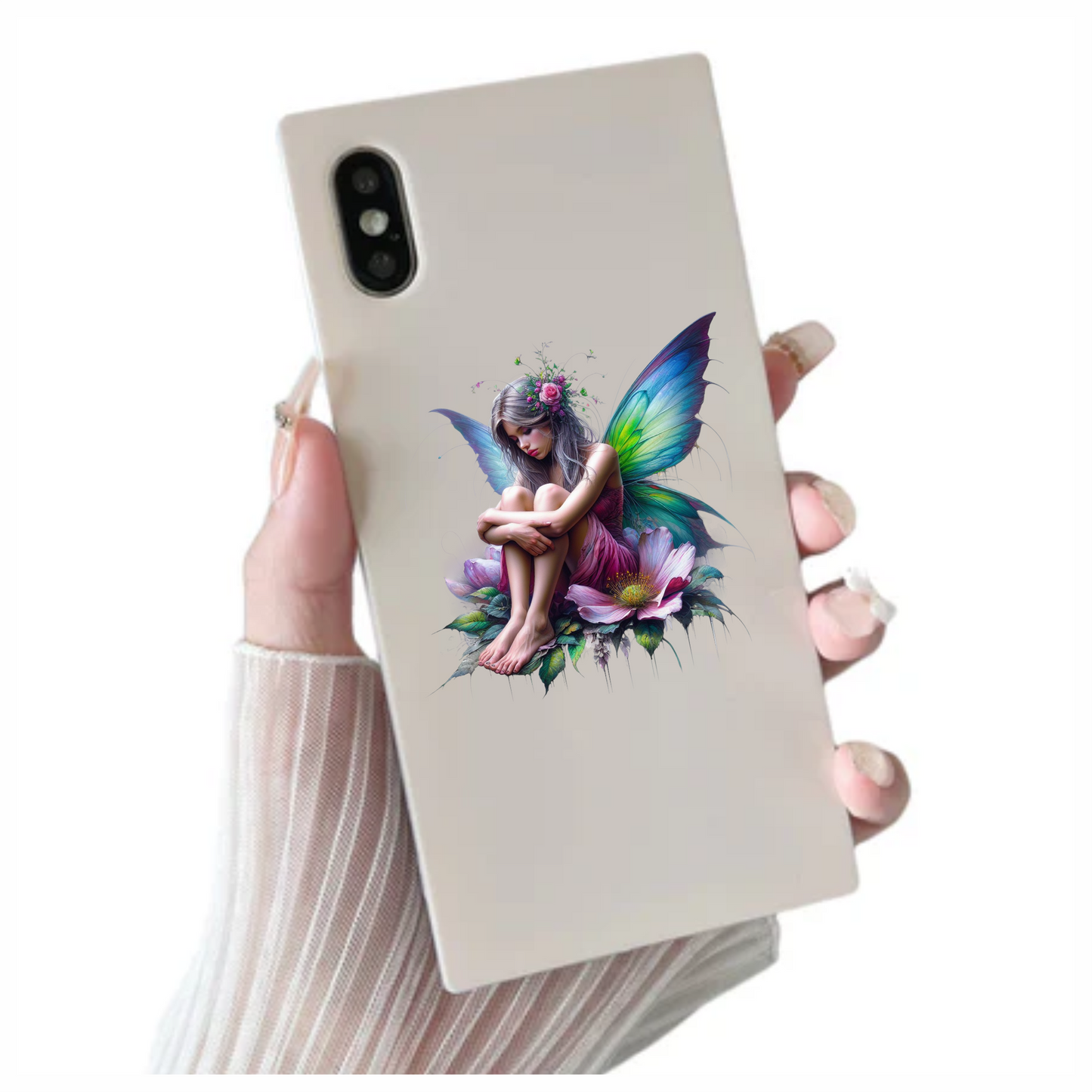 Fairy Girl Pink Wings Flowers Vinyl Sticker Decal