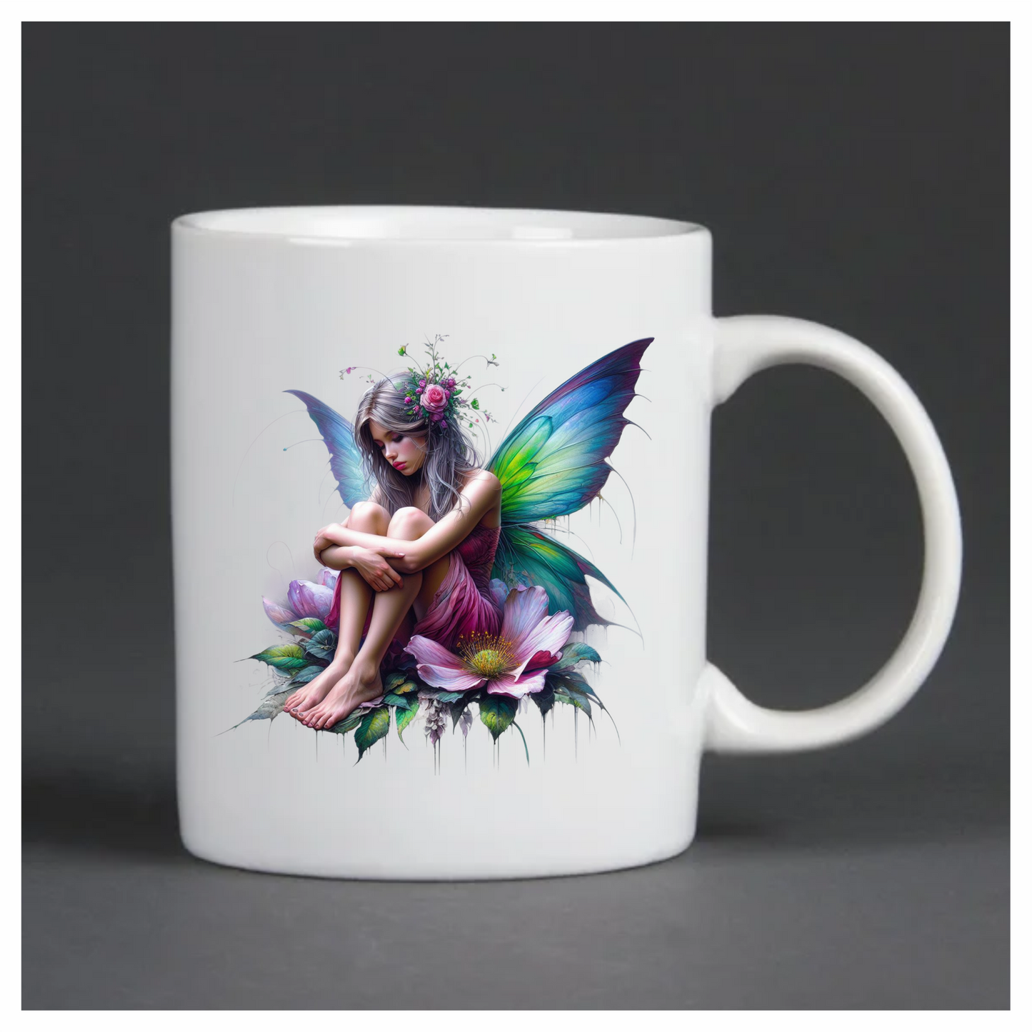 Fairy Girl Pink Wings Flowers Vinyl Sticker Decal