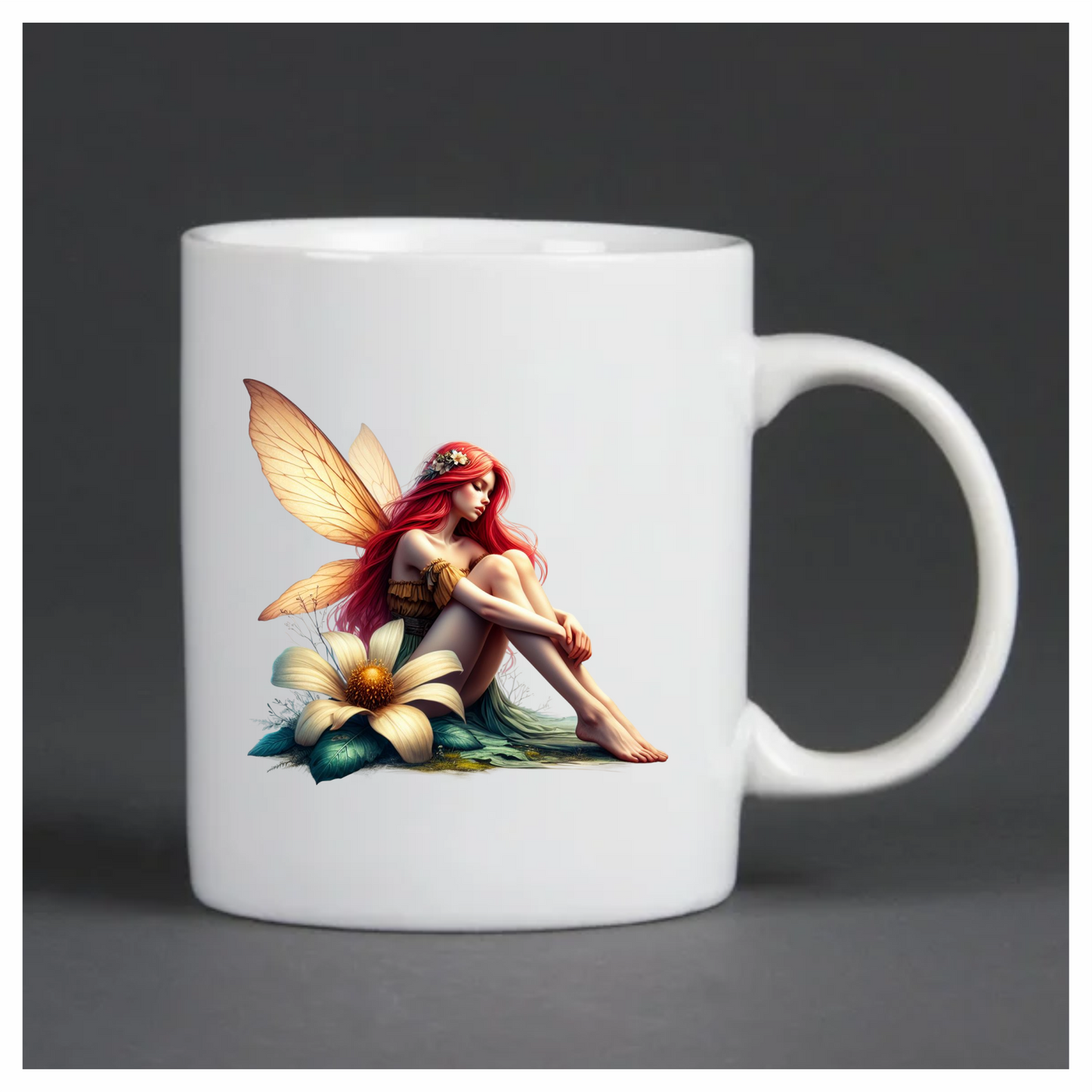 Fairy Red Wings Flower Sitting Vinyl Sticker Decal
