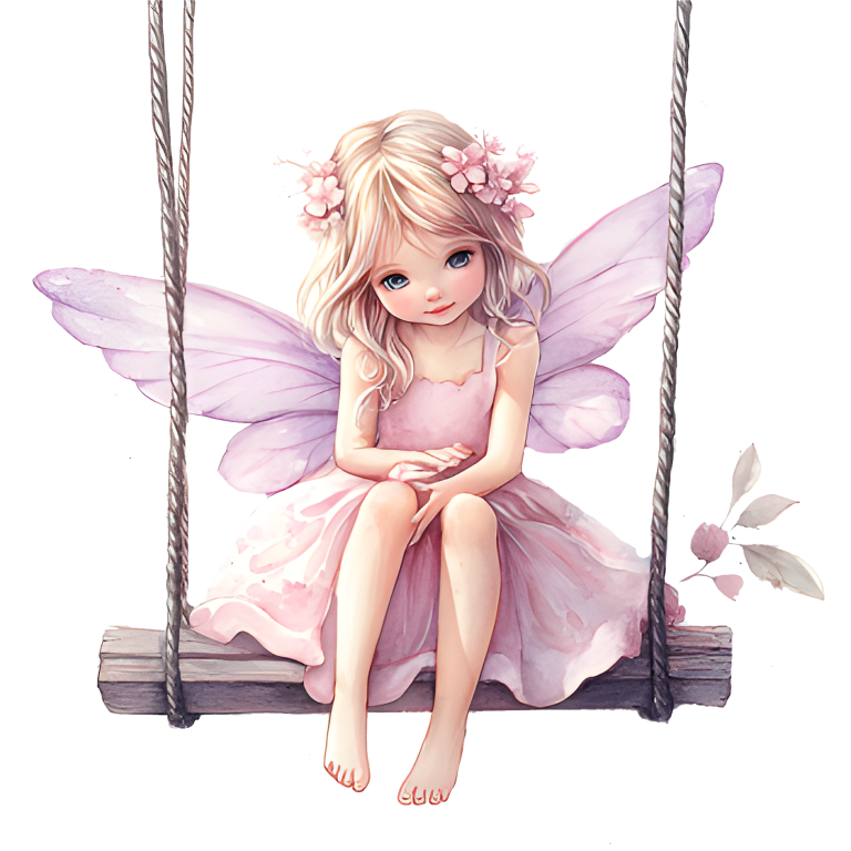Blonde Fairy Pink Dress Swing Vinyl Sticker Decal