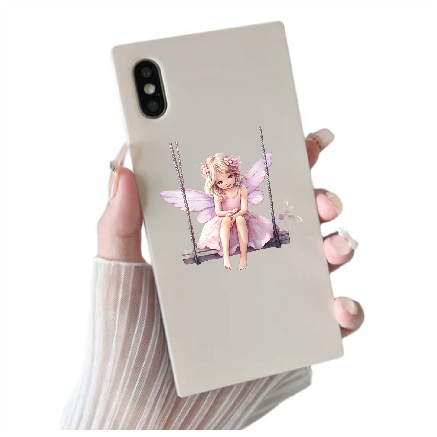 Blonde Fairy Pink Dress Swing Vinyl Sticker Decal