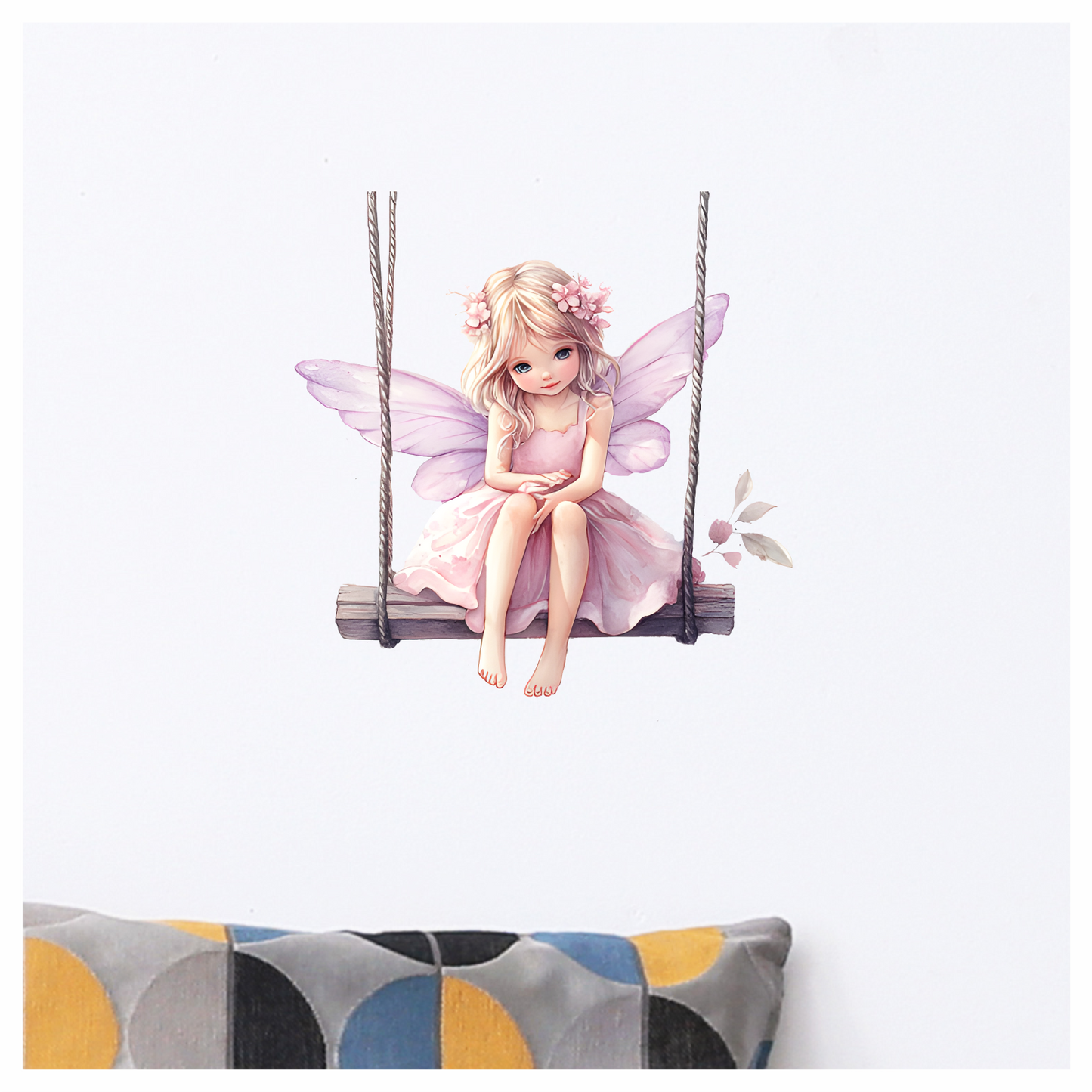Blonde Fairy Pink Dress Swing Vinyl Sticker Decal