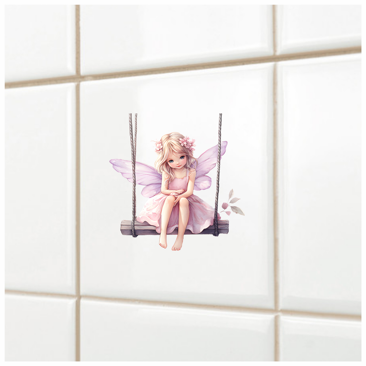 Blonde Fairy Pink Dress Swing Vinyl Sticker Decal