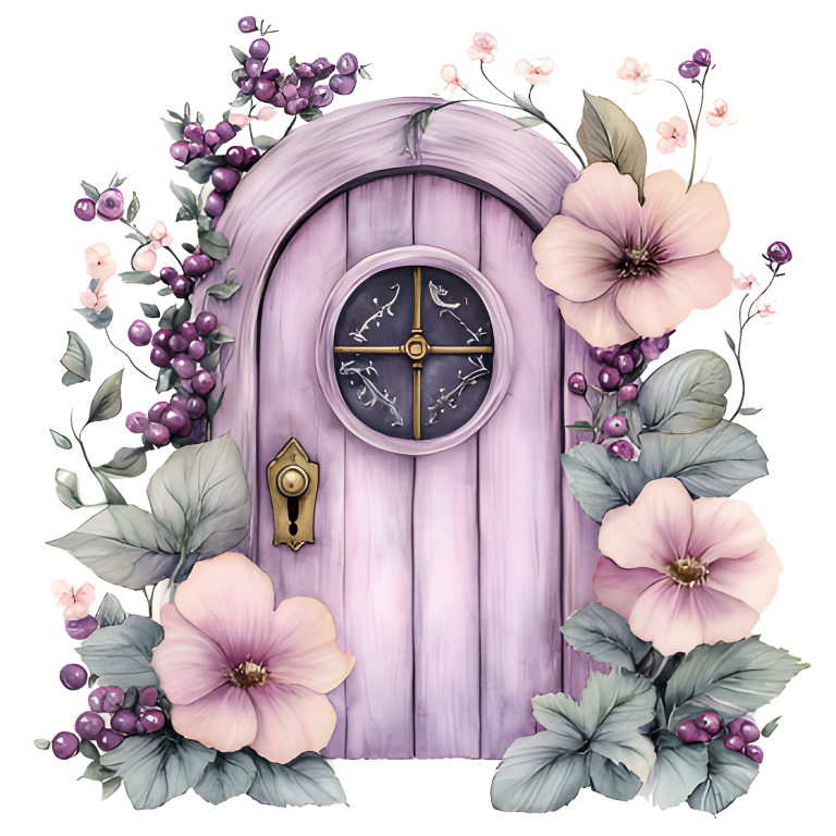 Purple Door Flowers Leaves Berries Vinyl Sticker Decal