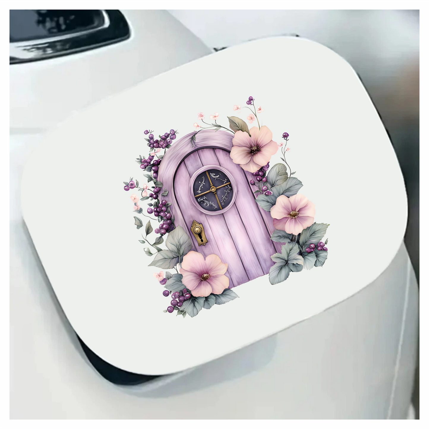 Purple Door Flowers Leaves Berries Vinyl Sticker Decal