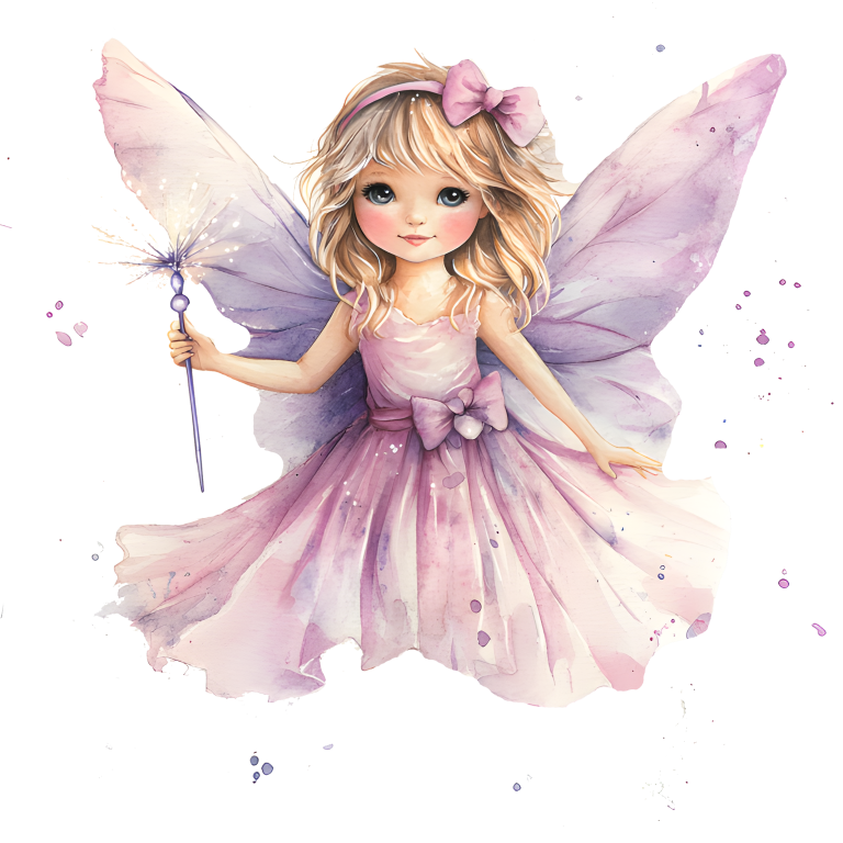 Fairy Girl Pink Dress Wings Vinyl Sticker Decal