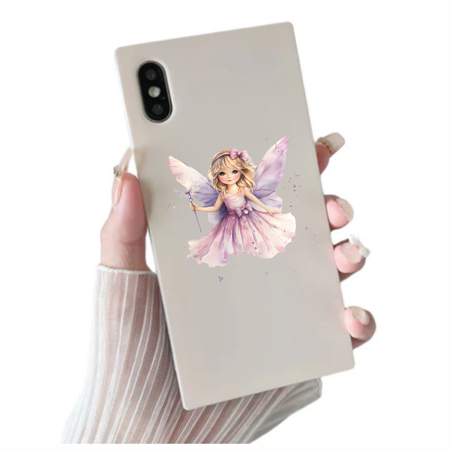 Fairy Girl Pink Dress Wings Vinyl Sticker Decal