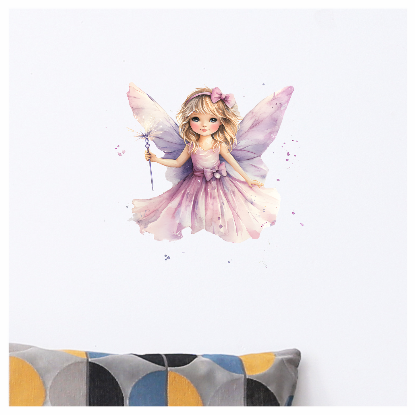 Fairy Girl Pink Dress Wings Vinyl Sticker Decal