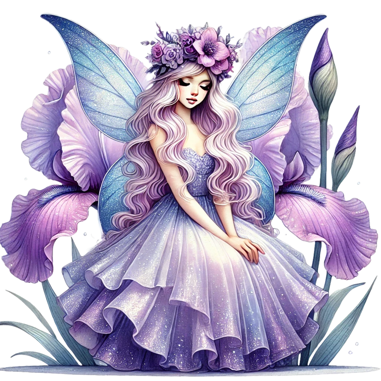 Fairy Purple Wings Flowers Dress Vinyl Sticker Decal