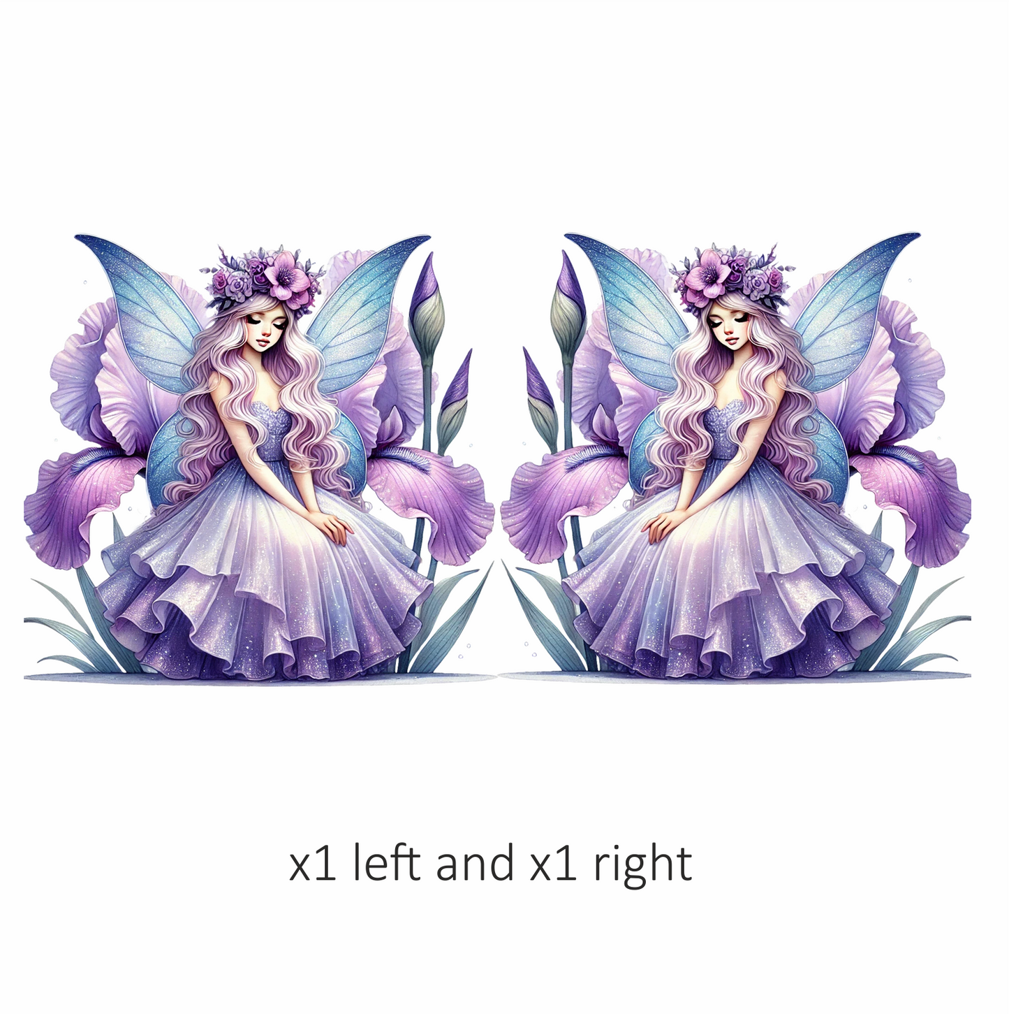 Fairy Purple Wings Flowers Dress Vinyl Sticker Decal