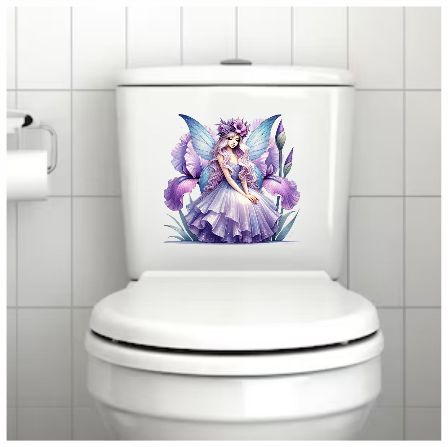 Fairy Purple Wings Flowers Dress Vinyl Sticker Decal