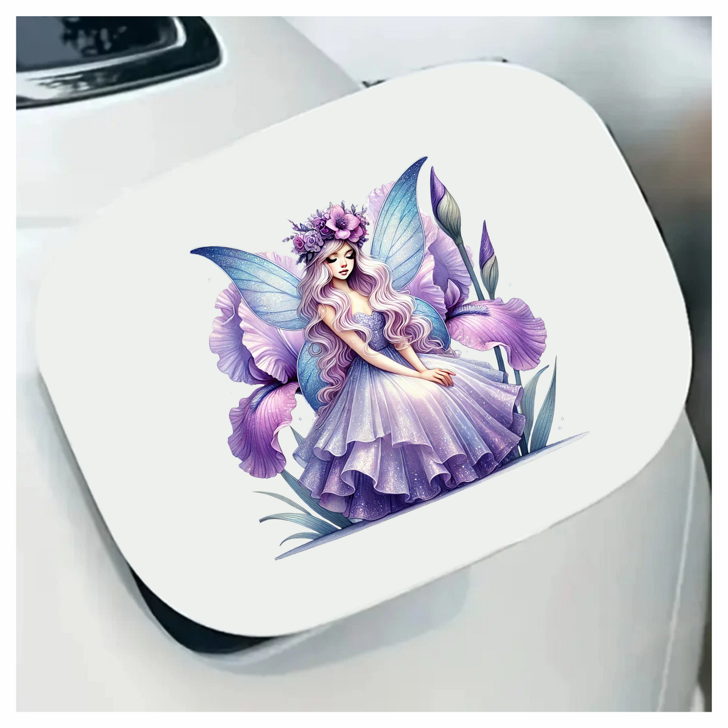 Fairy Purple Wings Flowers Dress Vinyl Sticker Decal