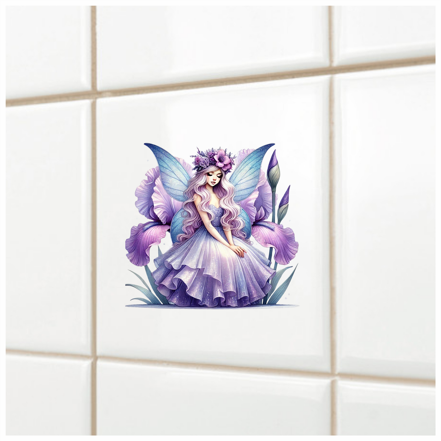 Fairy Purple Wings Flowers Dress Vinyl Sticker Decal