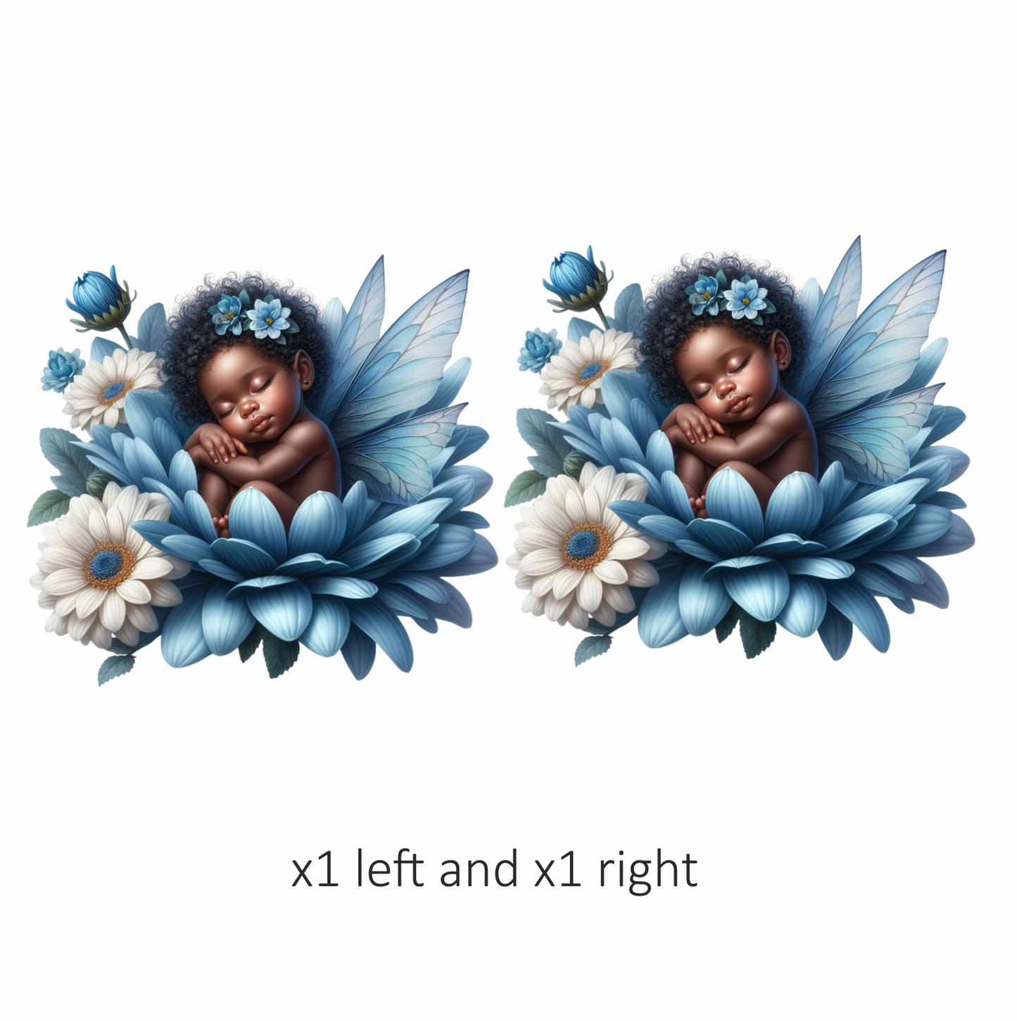 Baby Sleeping Blue Flower Fairy Vinyl Sticker Decal