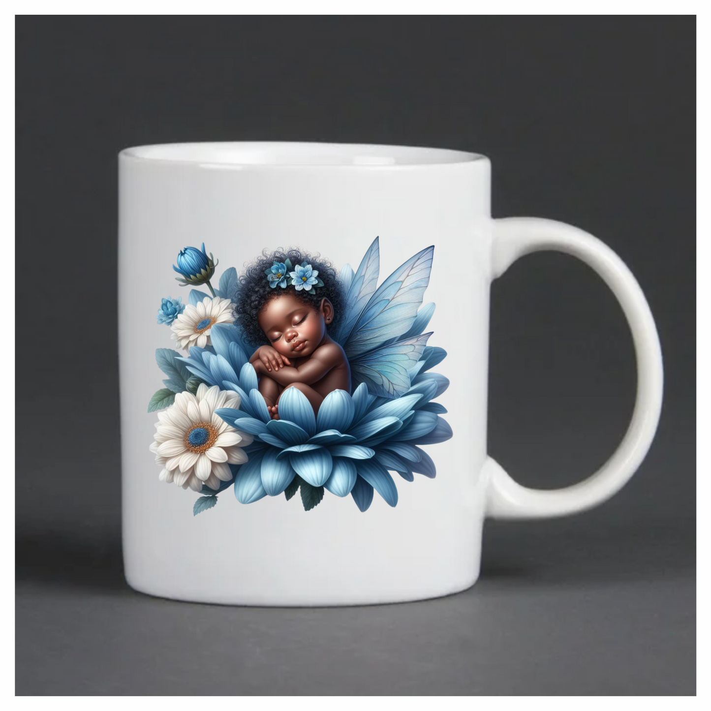 Baby Sleeping Blue Flower Fairy Vinyl Sticker Decal