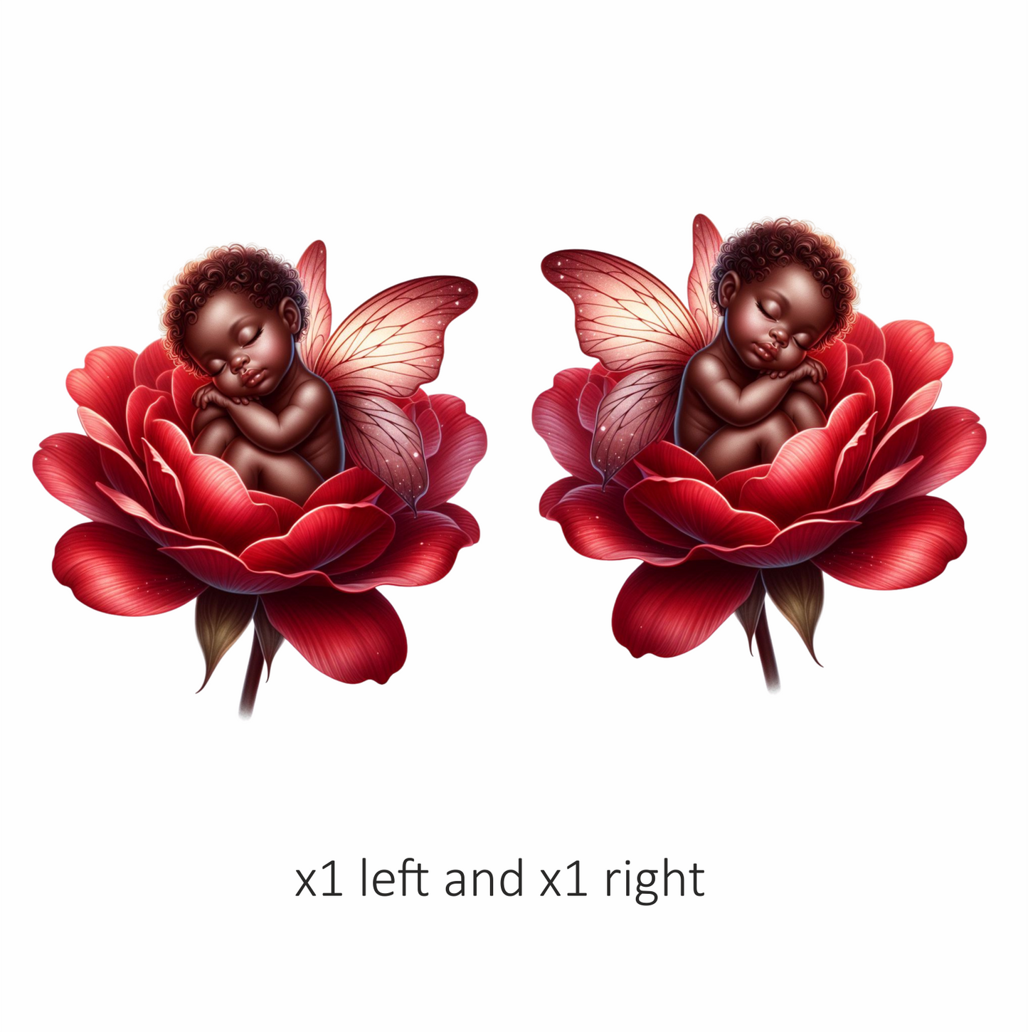 Baby Sleeping Red Flower Fairy Wings Vinyl Sticker Decal