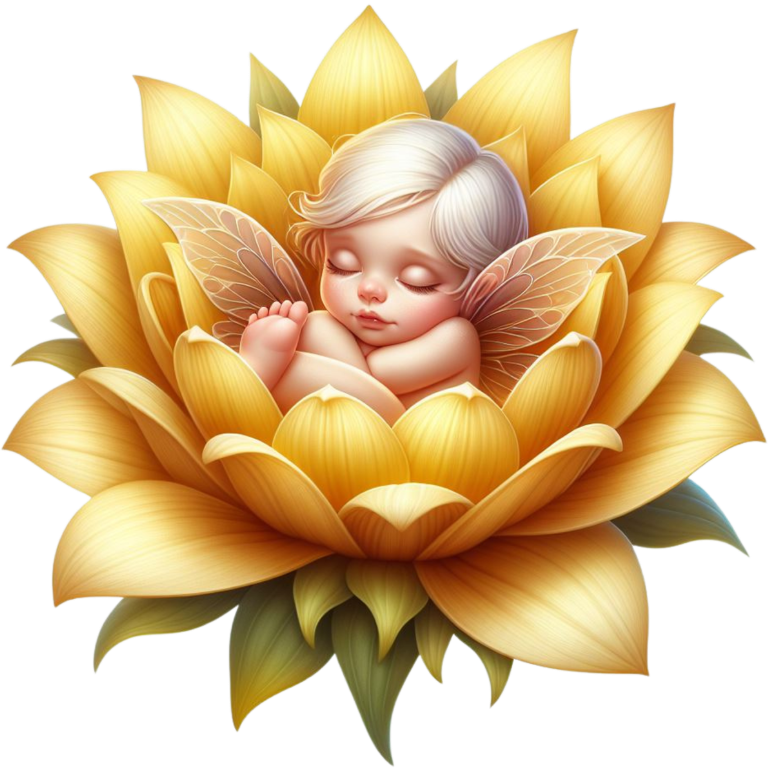 Baby Fairy Sleeping Yellow Flower Vinyl Sticker Decal