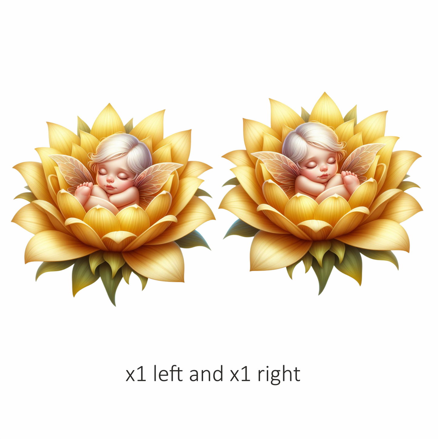 Baby Fairy Sleeping Yellow Flower Vinyl Sticker Decal