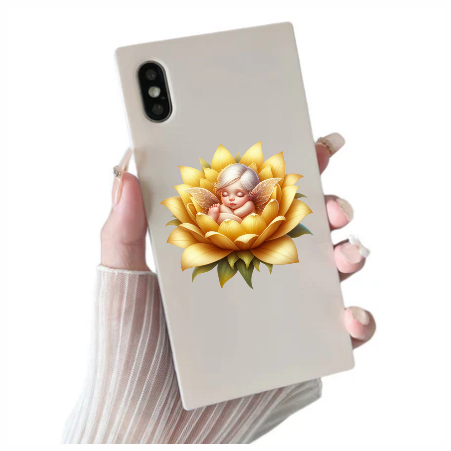 Baby Fairy Sleeping Yellow Flower Vinyl Sticker Decal