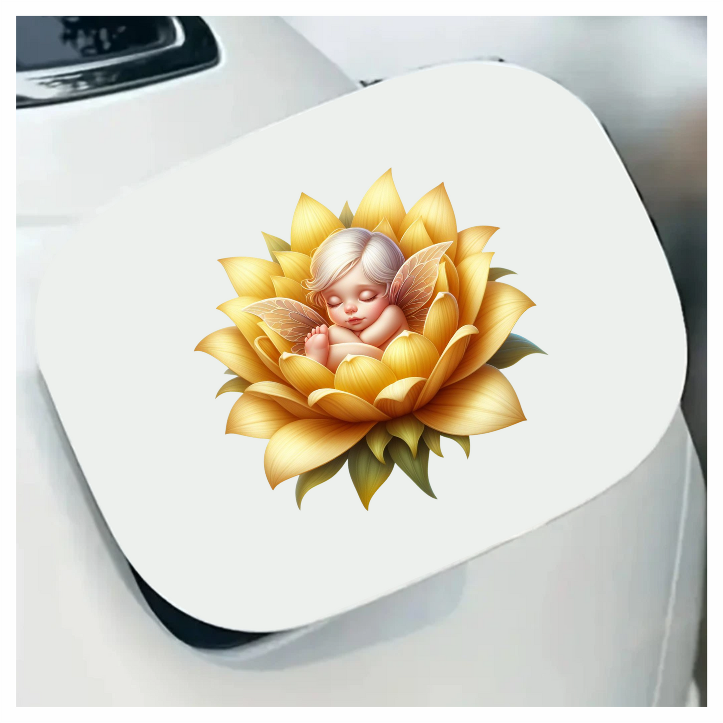 Baby Fairy Sleeping Yellow Flower Vinyl Sticker Decal