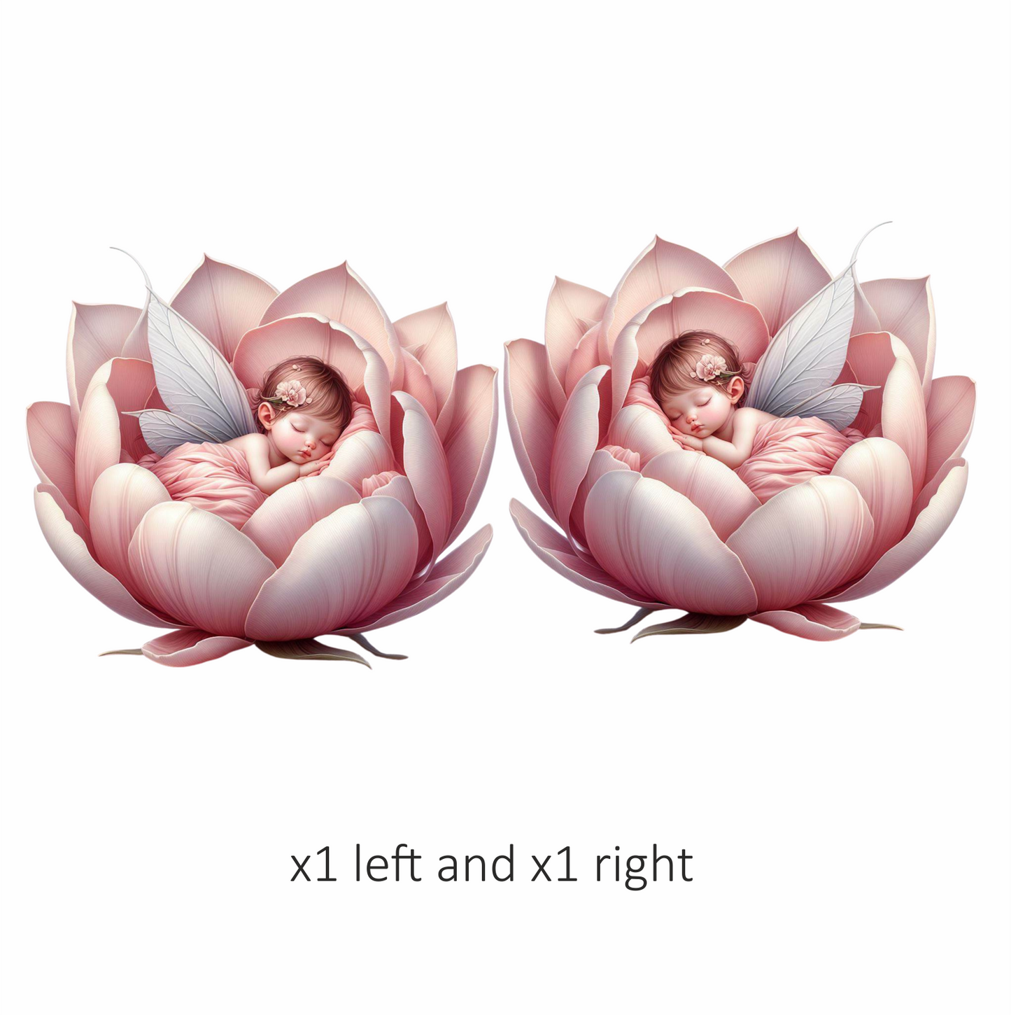 Baby Fairy Sleeping Pink Flower Vinyl Sticker Decal