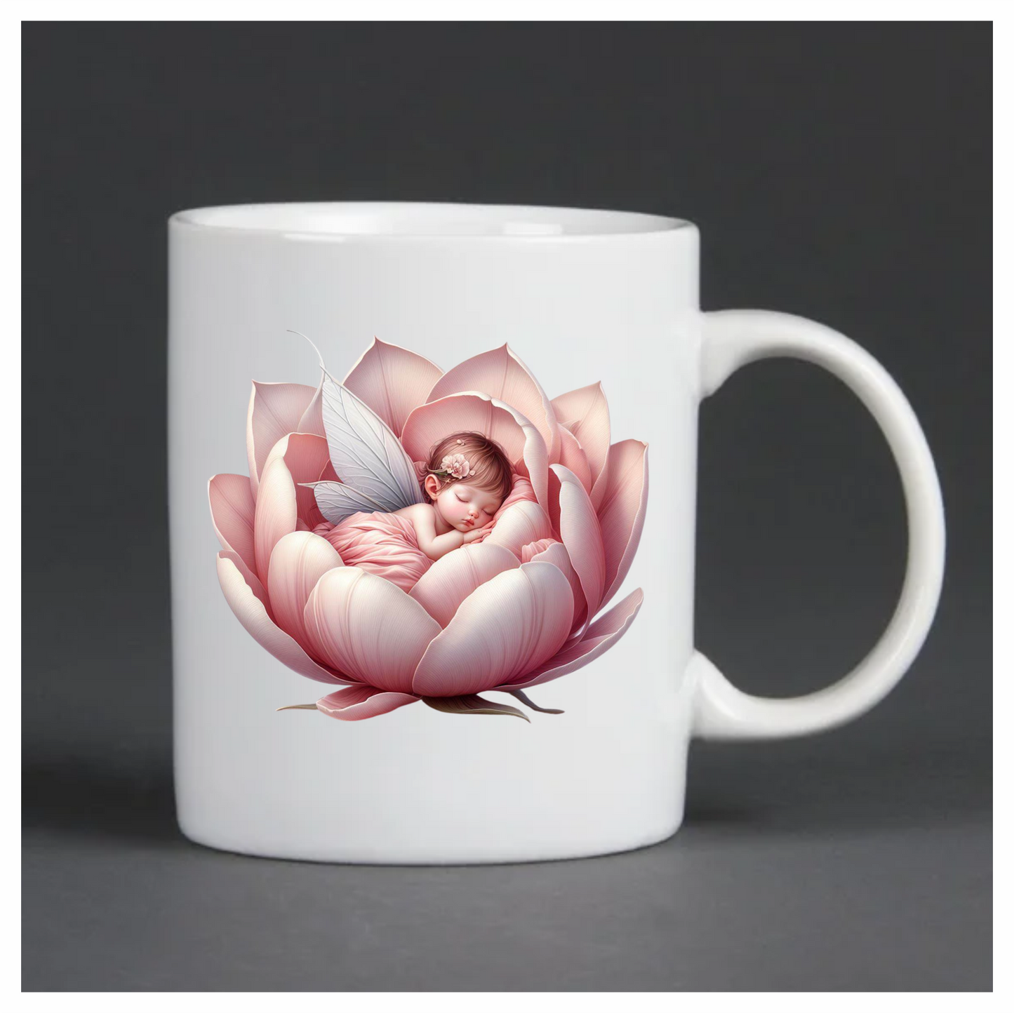 Baby Fairy Sleeping Pink Flower Vinyl Sticker Decal