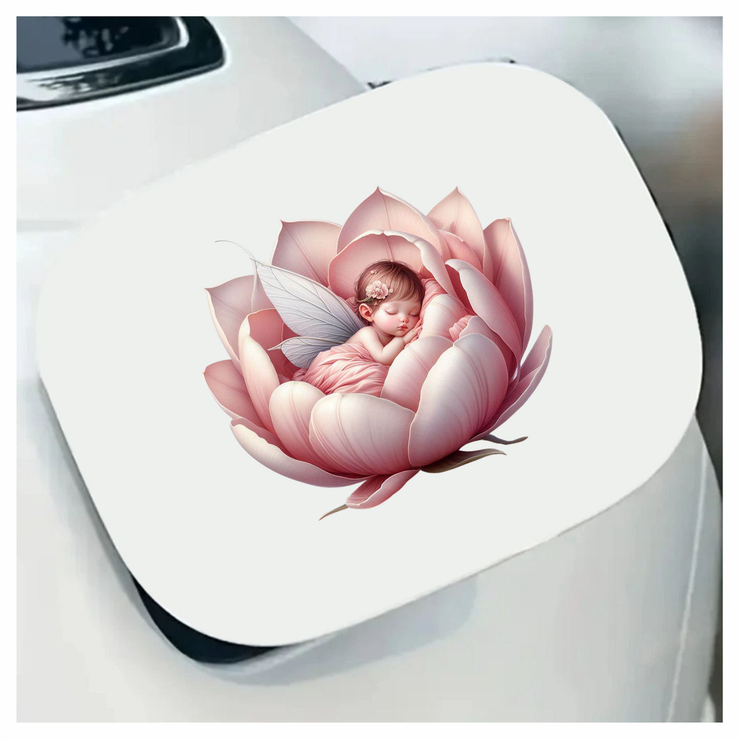 Baby Fairy Sleeping Pink Flower Vinyl Sticker Decal