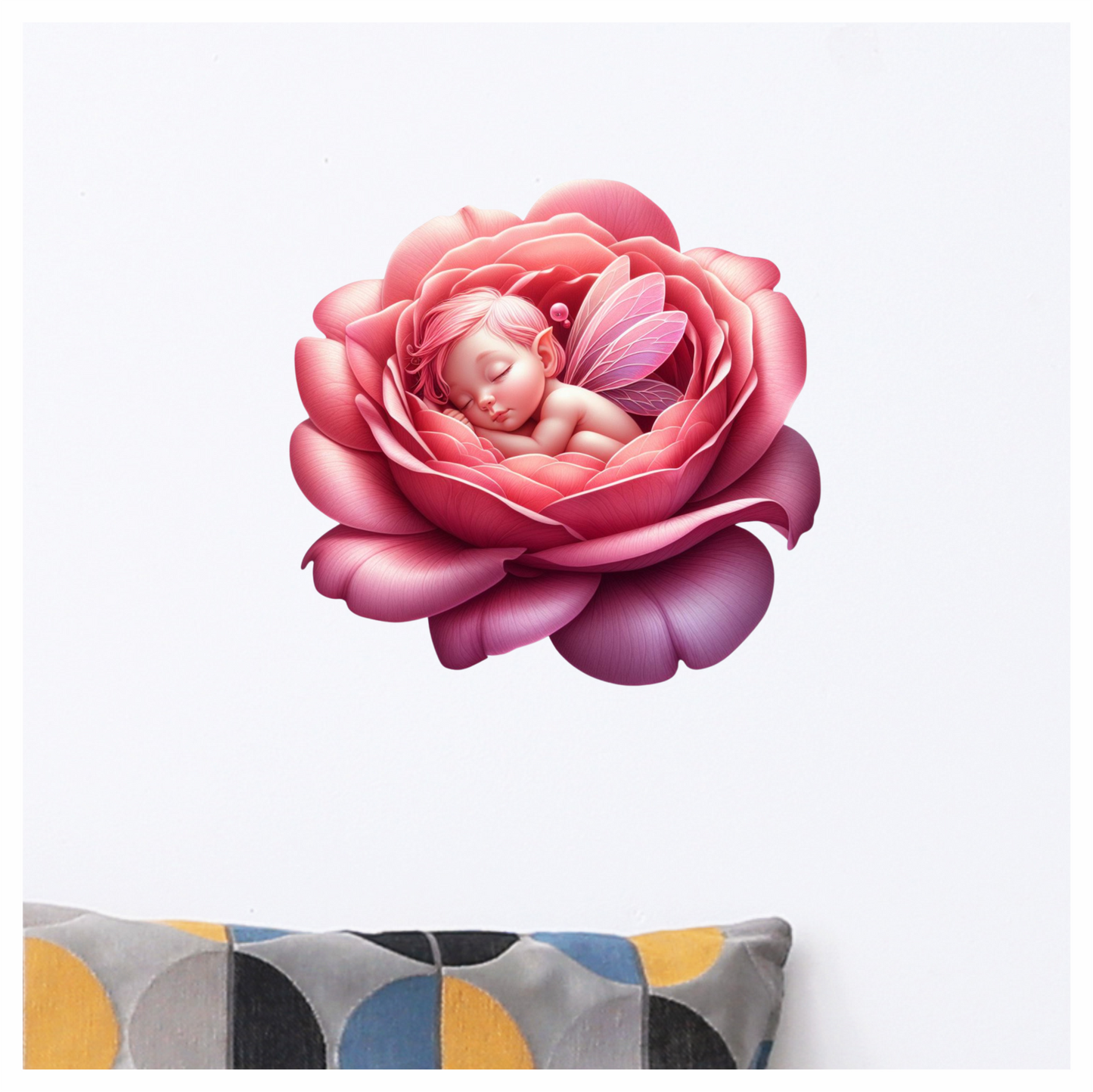 Pink Fairy Baby Sleeping Flower Vinyl Sticker Decal