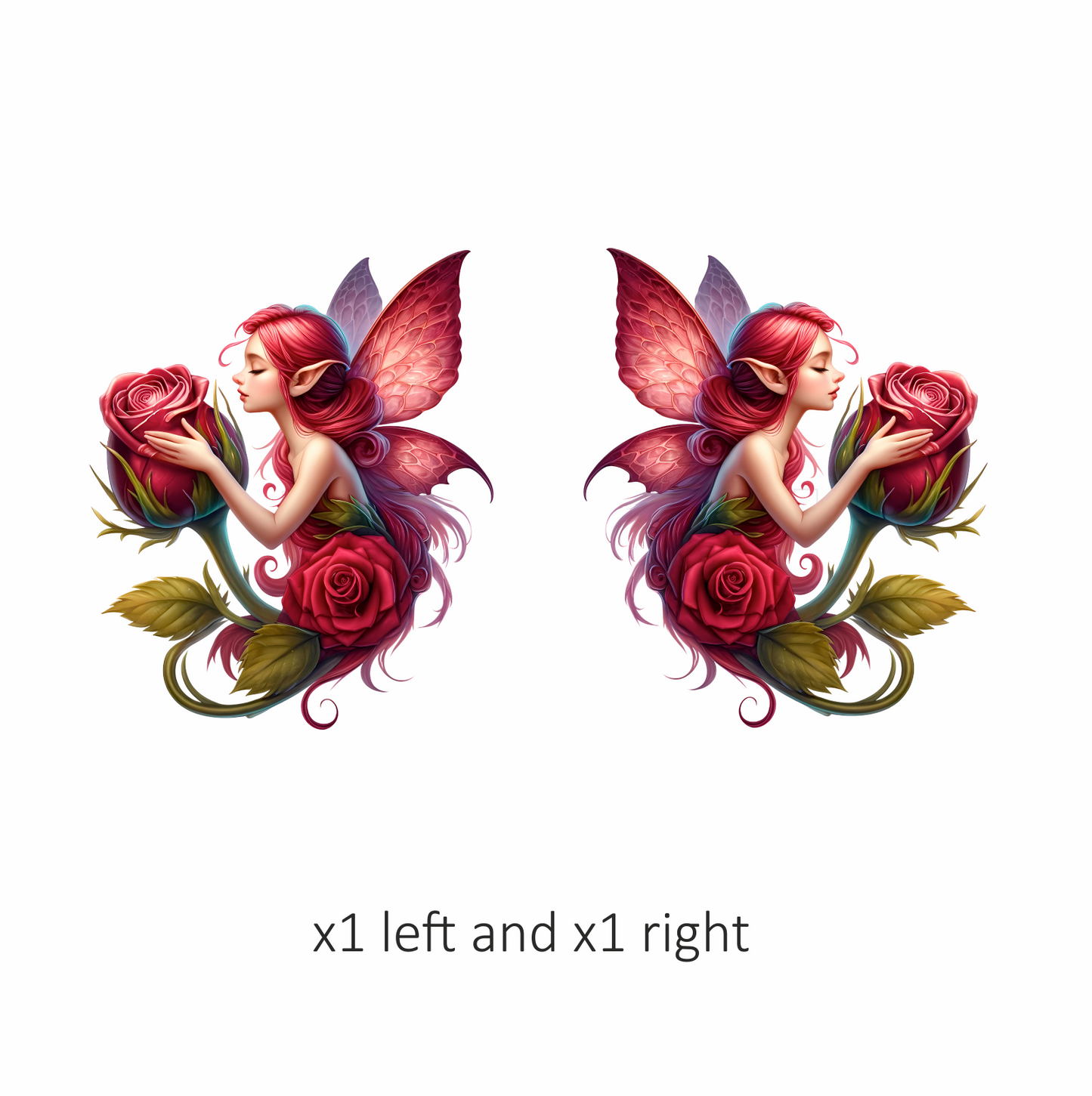 Pink Fairy Hugging Red Rose Vinyl Sticker Decal