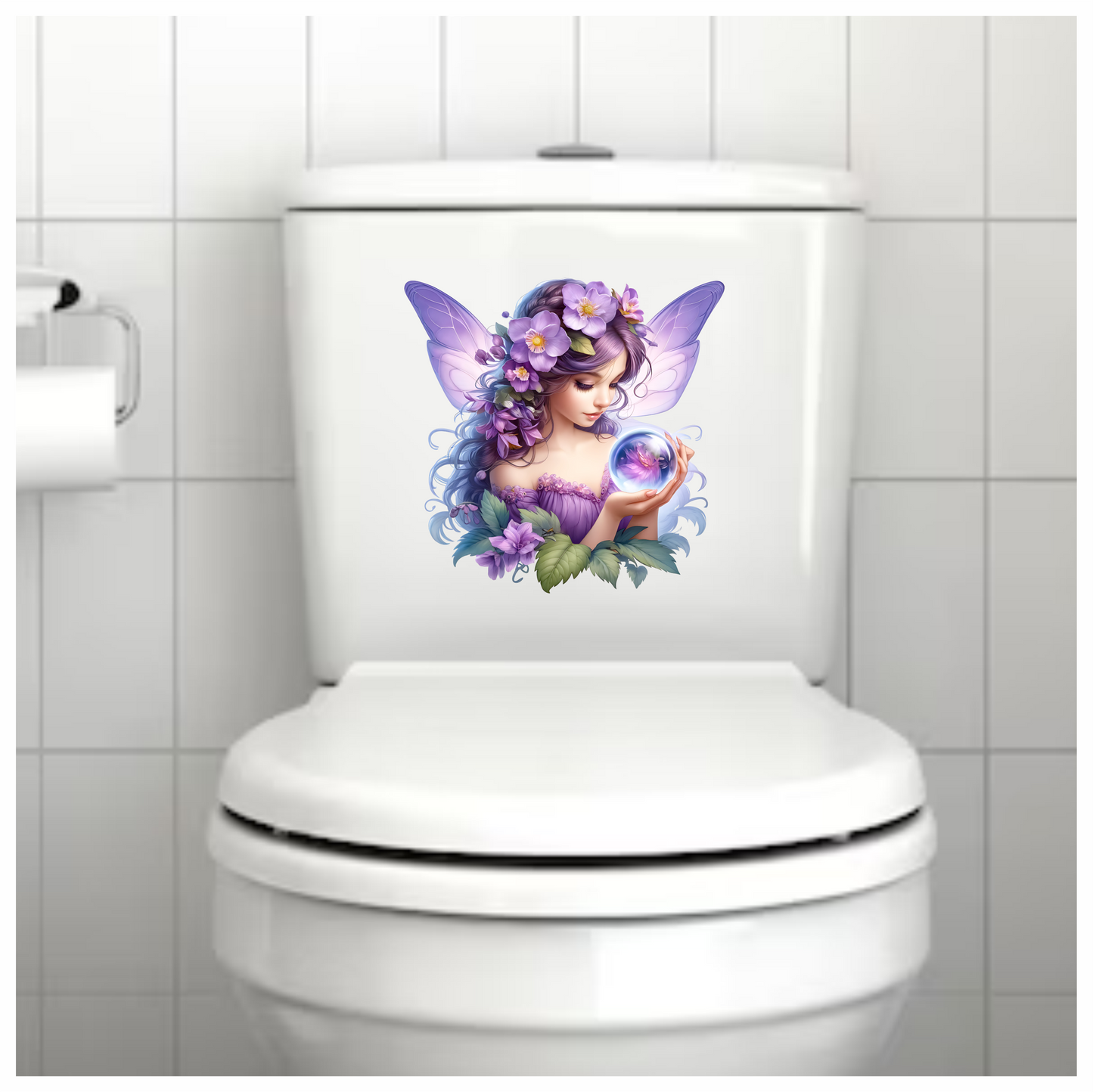 Fairy Purple Wings Flowers Crystal Vinyl Sticker Decal