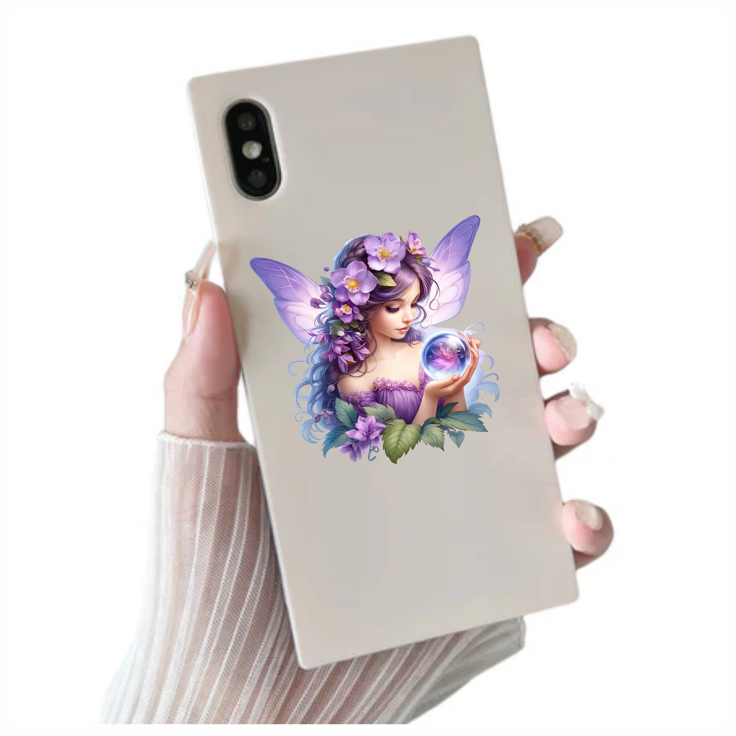 Fairy Purple Wings Flowers Crystal Vinyl Sticker Decal