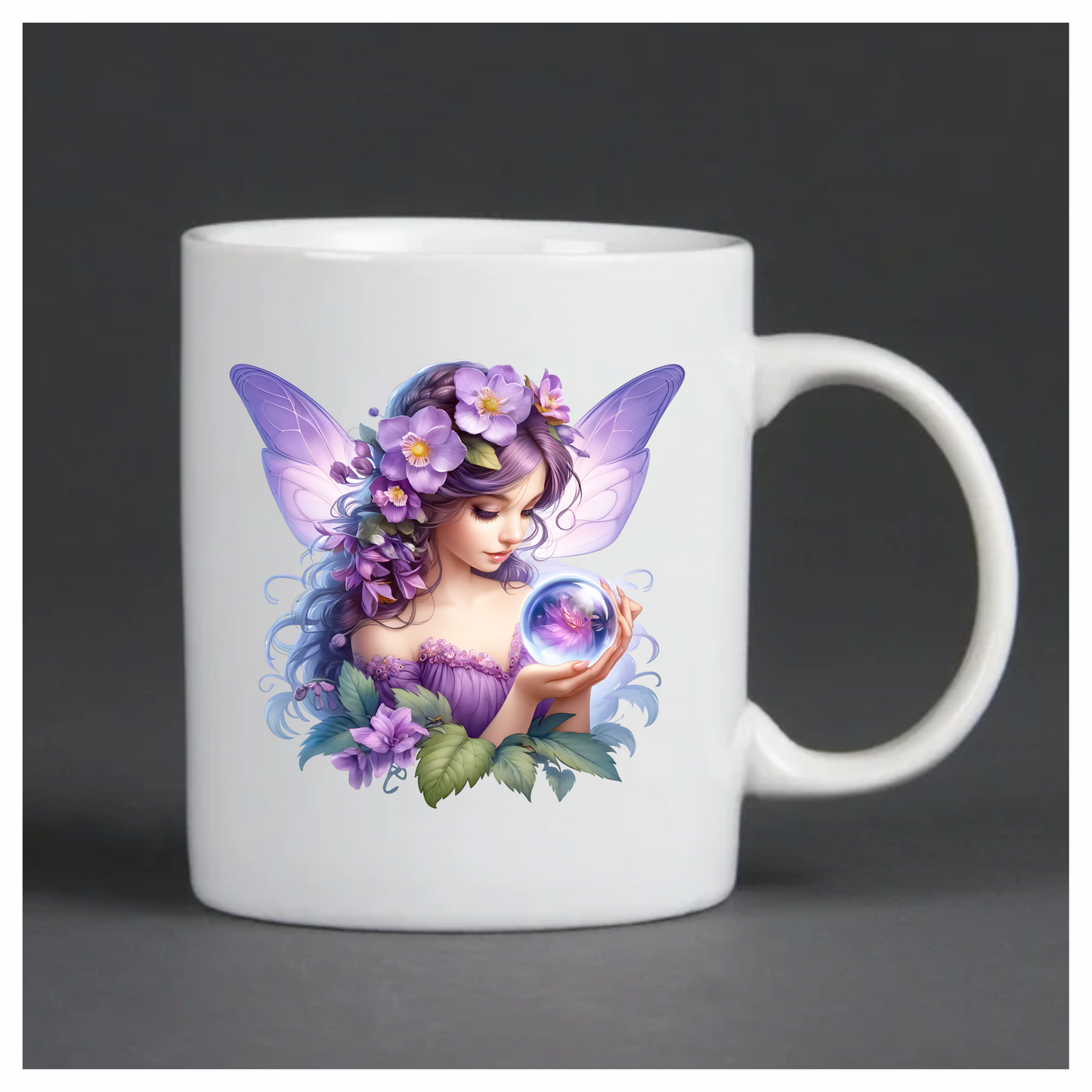 Fairy Purple Wings Flowers Crystal Vinyl Sticker Decal