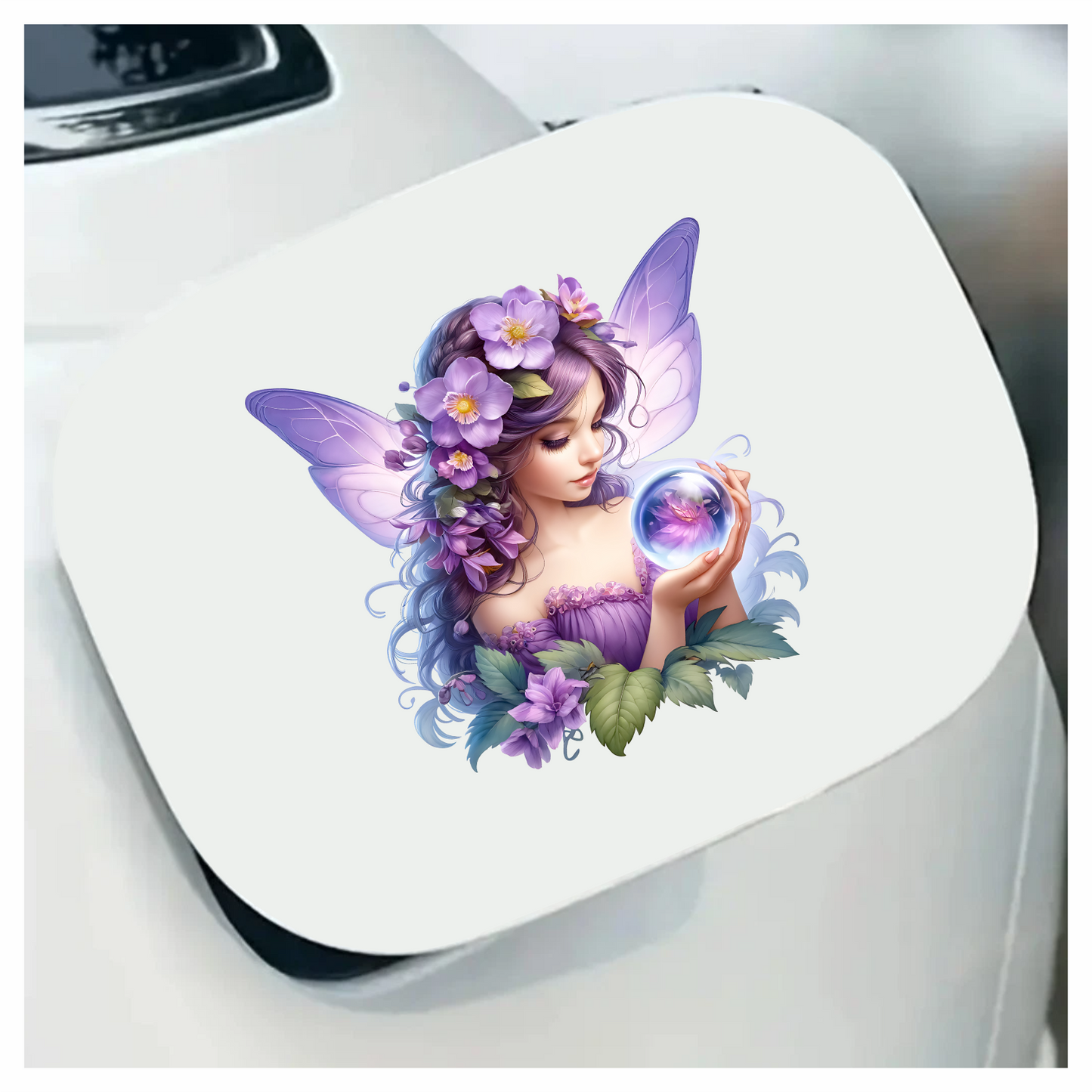 Fairy Purple Wings Flowers Crystal Vinyl Sticker Decal