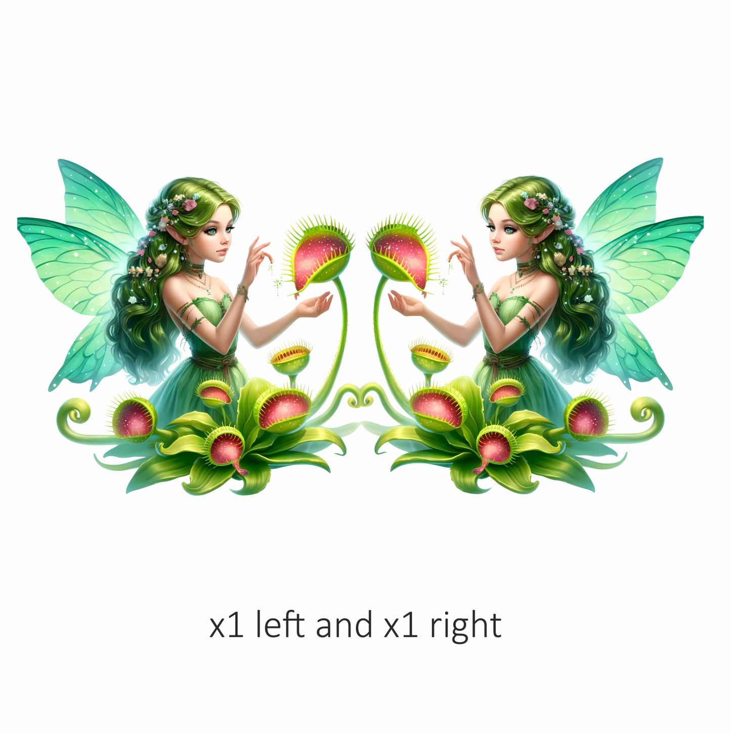 Green Fairy With Venus Flytraps Vinyl Sticker Decal