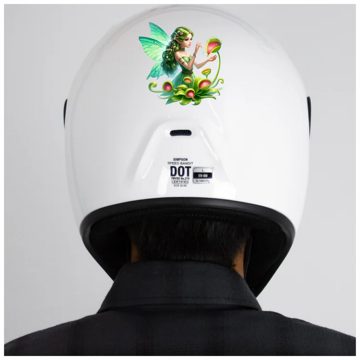 Green Fairy With Venus Flytraps Vinyl Sticker Decal