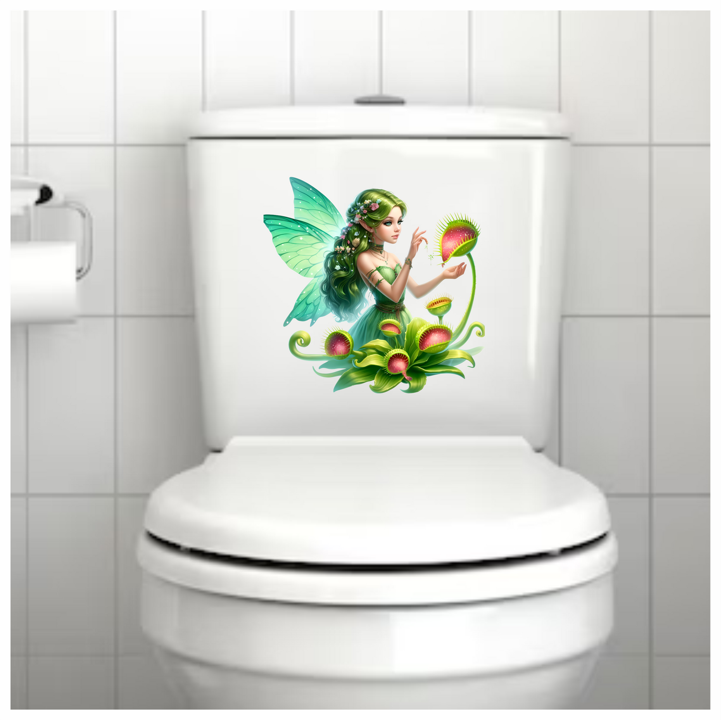 Green Fairy With Venus Flytraps Vinyl Sticker Decal