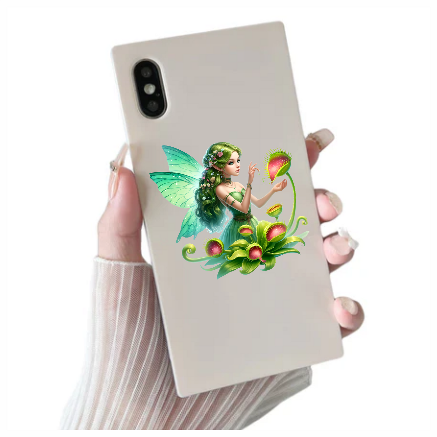 Green Fairy With Venus Flytraps Vinyl Sticker Decal