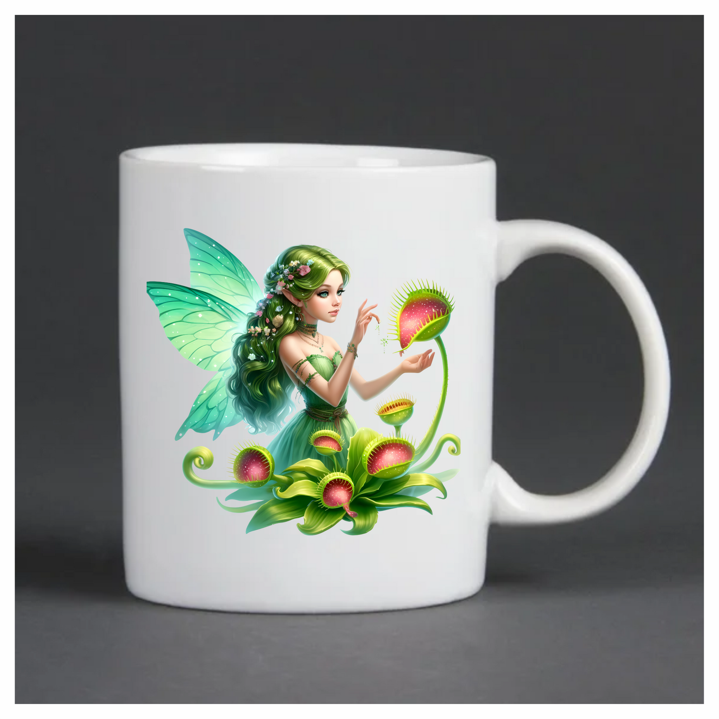Green Fairy With Venus Flytraps Vinyl Sticker Decal