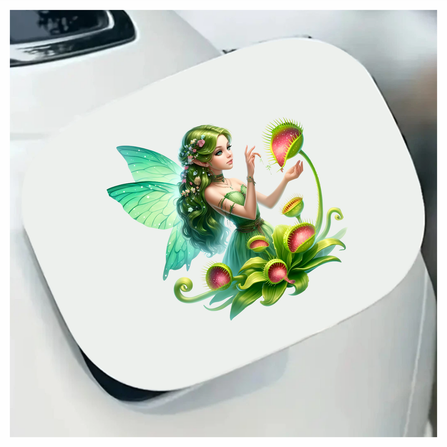 Green Fairy With Venus Flytraps Vinyl Sticker Decal