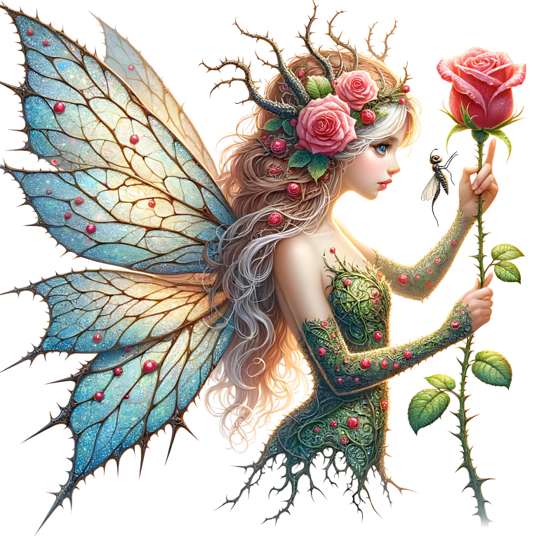 Fairy Green Blue Wings Rose Vinyl Sticker Decal