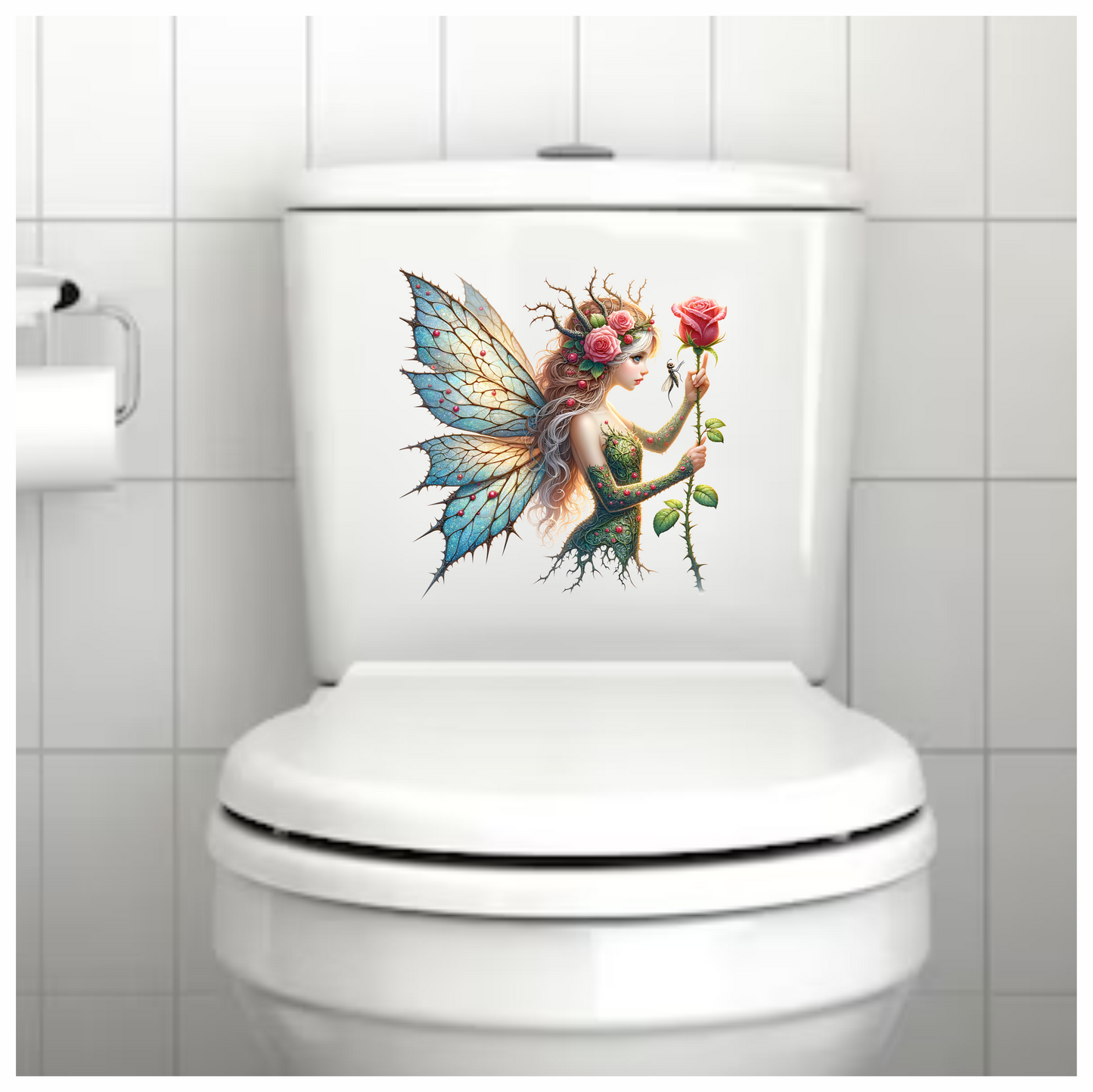 Fairy Green Blue Wings Rose Vinyl Sticker Decal