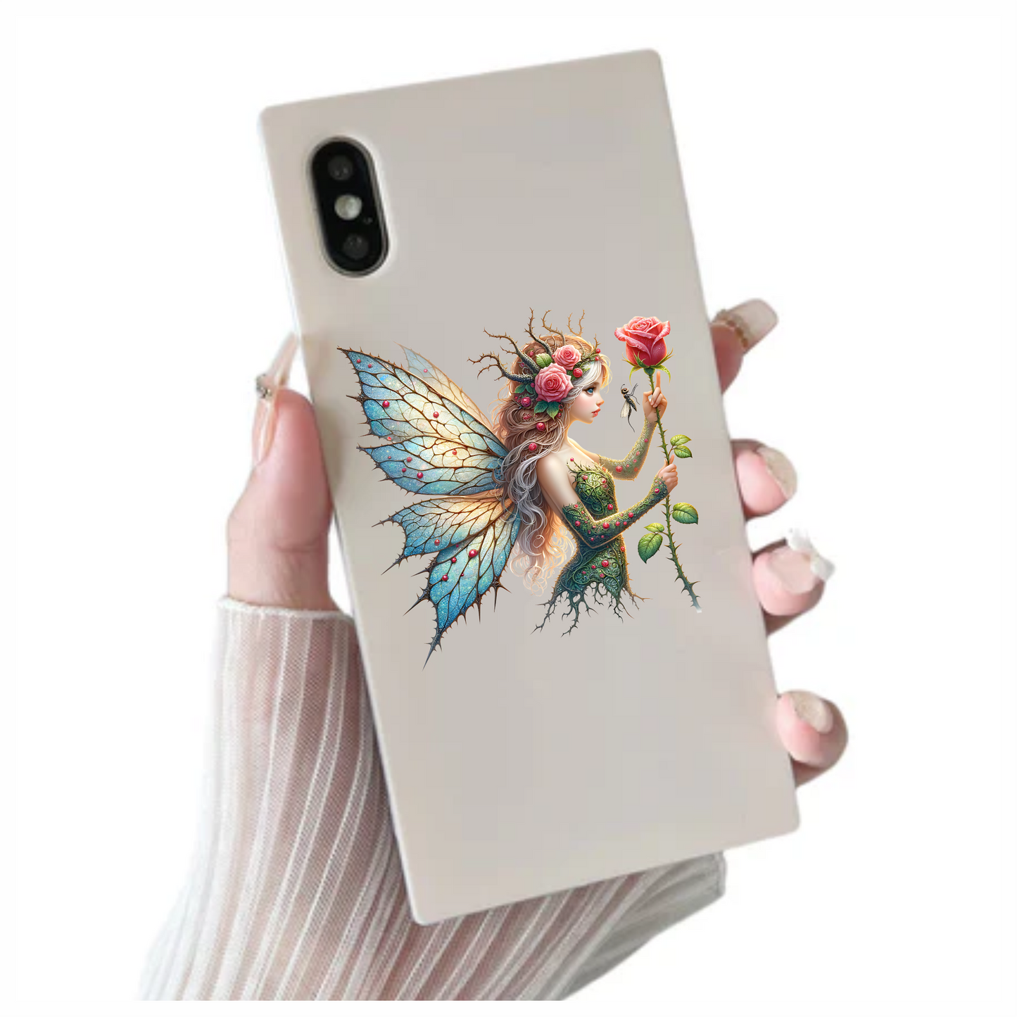 Fairy Green Blue Wings Rose Vinyl Sticker Decal