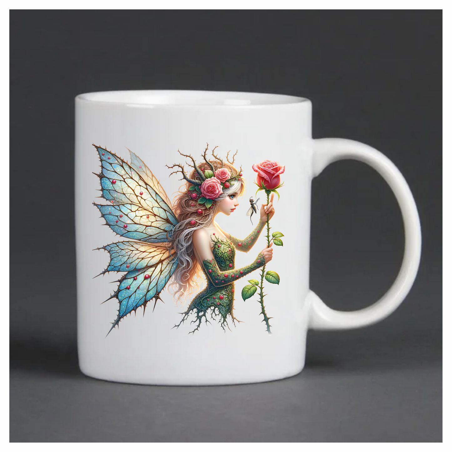 Fairy Green Blue Wings Rose Vinyl Sticker Decal
