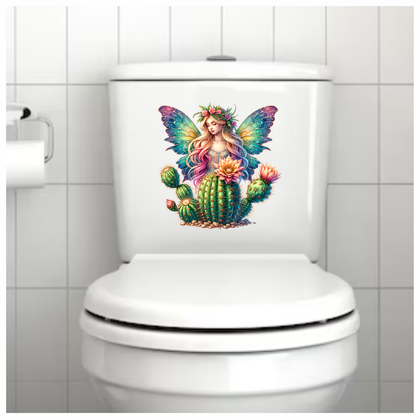 Fairy Rainbow Wings Cactus Flowers Vinyl Sticker Decal